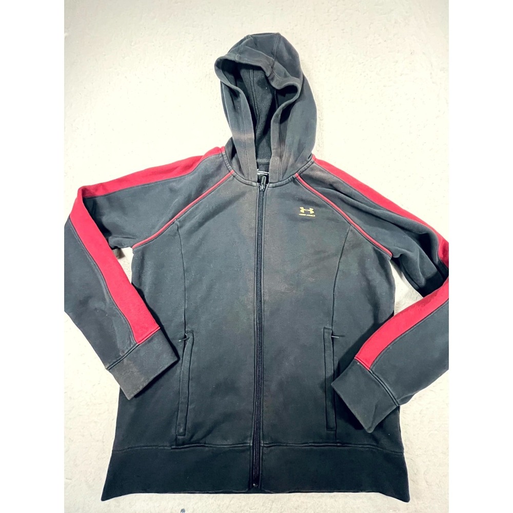 Under Armour Hoodie Women S Black Red Tiger Graphic Fleece Lined Jacket Full Zip